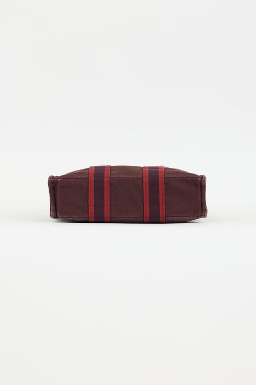 Hermès 2000s Burgundy & Red Toile Herline Fourre Tout PM Bag