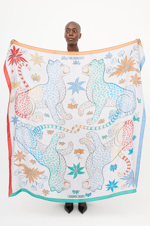 Hermès Cashmere & Silk Les Léopards 140 Shawl