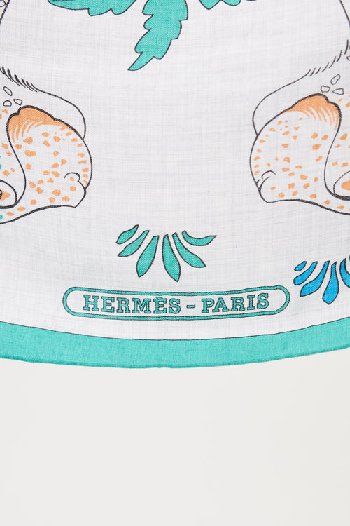 Hermès Cashmere & Silk Les Léopards 140 Shawl