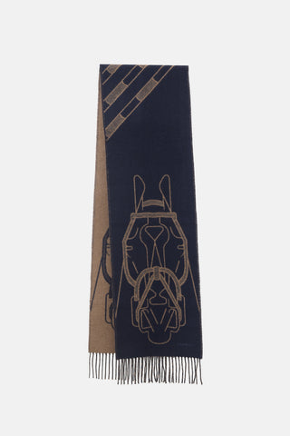 Hermès Cashmere Tete-a-Tete Equestre Scarf
