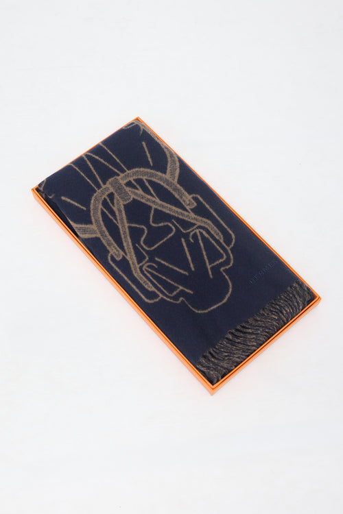 Hermès Cashmere Tete-a-Tete Equestre Scarf