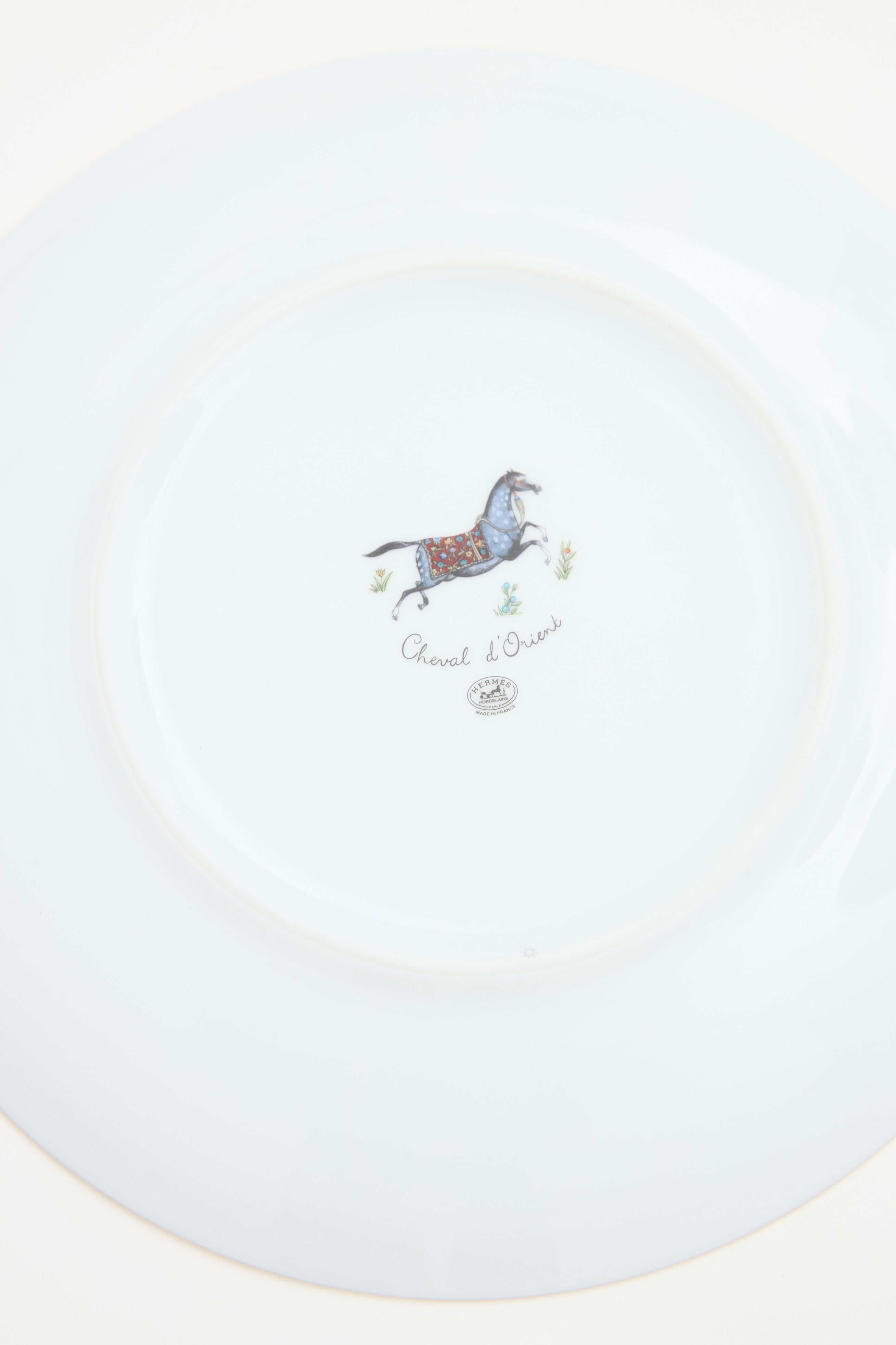 Hermès White & Multi Cheval d'Orient Dessert Plate