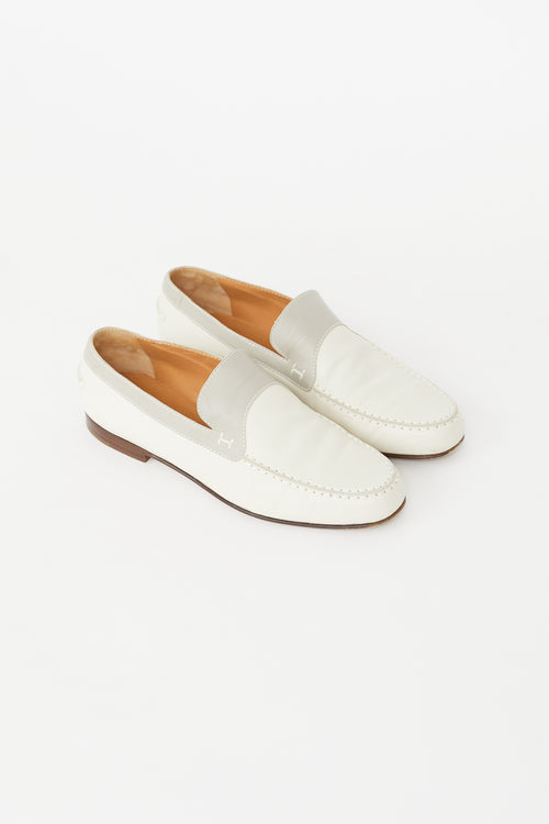 Hermès Cream & Grey Leather Tommy Loafer