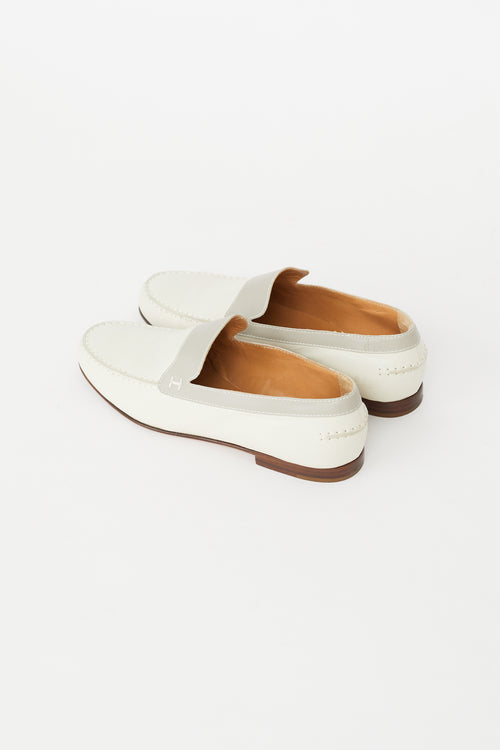 Hermès Cream & Grey Leather Tommy Loafer