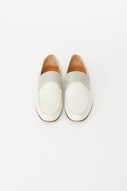 Hermès Cream & Grey Leather Tommy Loafer
