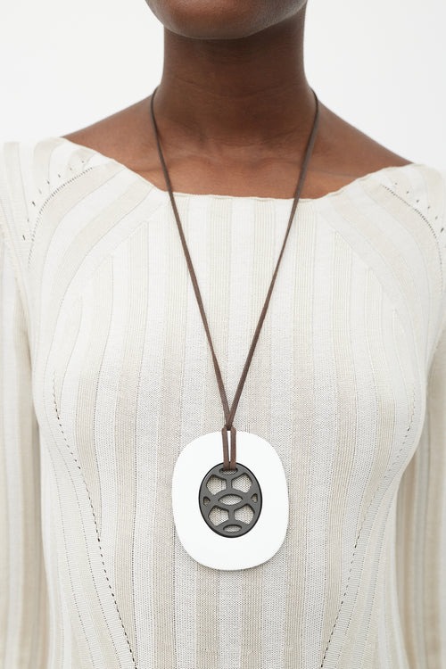 Hermès Dark Brown & White Lift Necklace