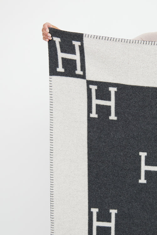 Hermès Grey Ecru & Gris Fonce Avalon Blanket