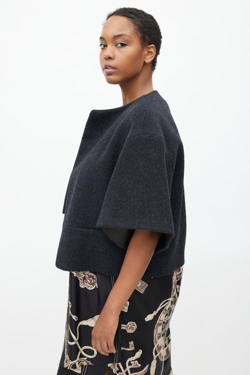Hermès FW 2002 Grey Wool & Leather Lined Short Jacket