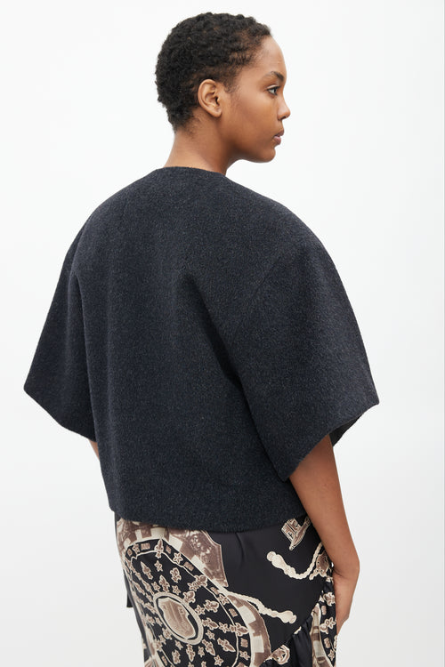 Hermès FW 2002 Grey Wool & Leather Lined Short Jacket
