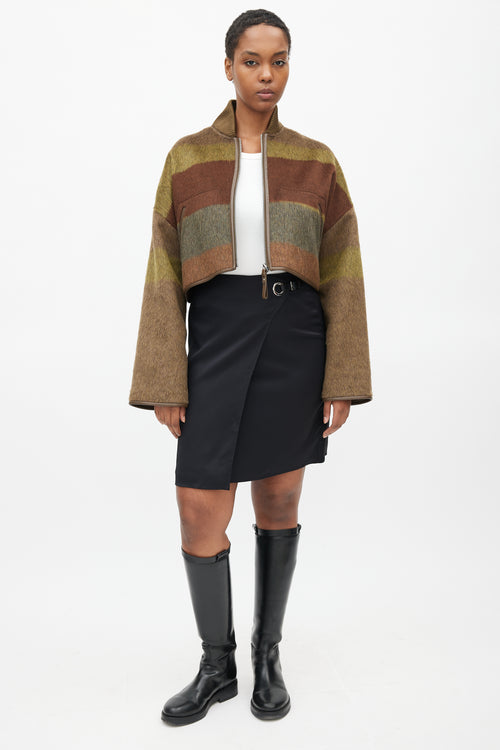 Hermès Fall 2022 Brown & Green Cashmere Crop Jacket