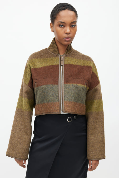 Hermès Fall 2022 Brown & Green Cashmere Crop Jacket