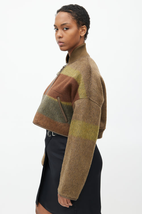 Hermès Fall 2022 Brown & Green Cashmere Crop Jacket