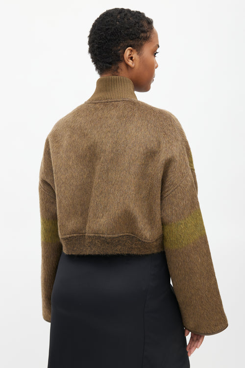 Hermès Fall 2022 Brown & Green Cashmere Crop Jacket