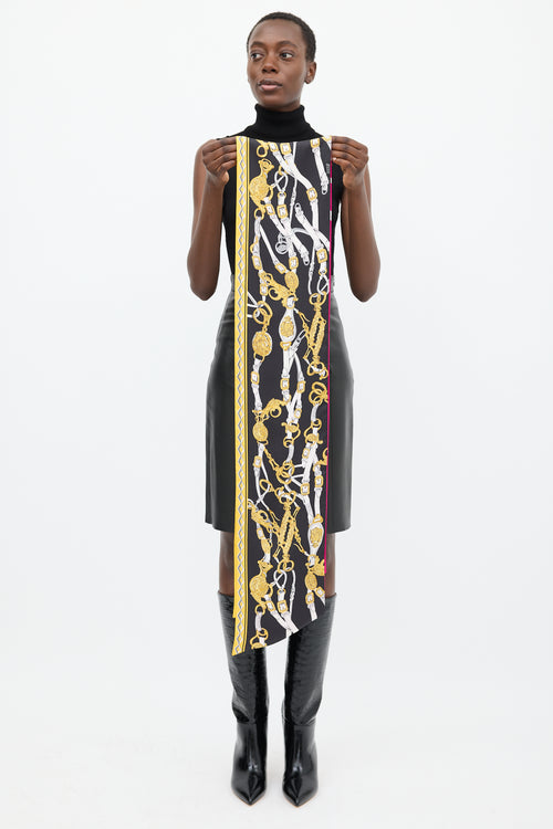 Hermès Fuchsia & Black Silk Brides De Gala Maxi Twilly Scarf
