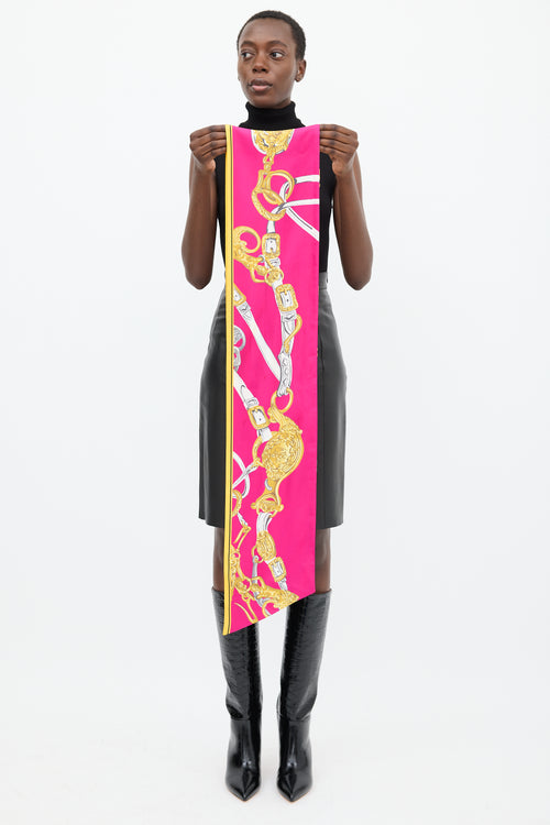 Hermès Fuchsia & Black Silk Brides De Gala Maxi Twilly Scarf