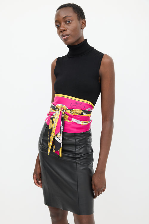 Hermès Fuchsia & Black Silk Brides De Gala Maxi Twilly Scarf