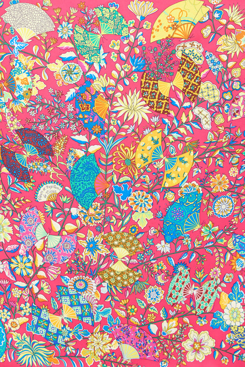 Hermès Fuchsia & Multicolour Silk Fleurs et Papillons 45 Scarf