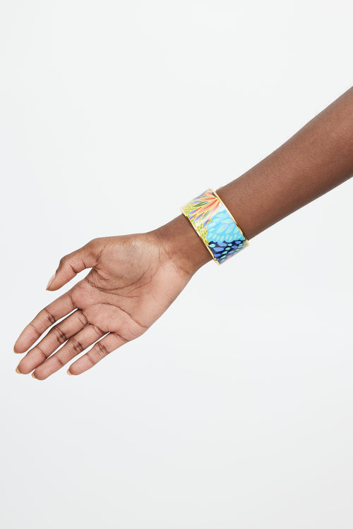Hermès Blue & Multicolour Jungle Of Eden Print Bangle