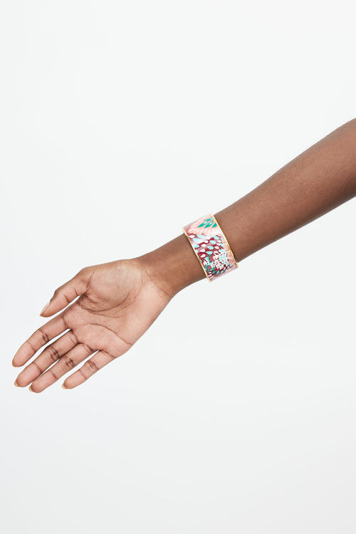 Hermès Red & Multicolour Jungle Of Eden Print Bangle