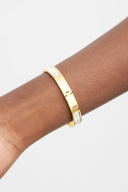 Hermès Gold & White Mini Clic Chaine D'Ancre Farandole Bracelet