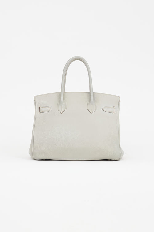 Hermès 2013 Pearl Grey Clemence Leather & Silver Birkin 30 Bag