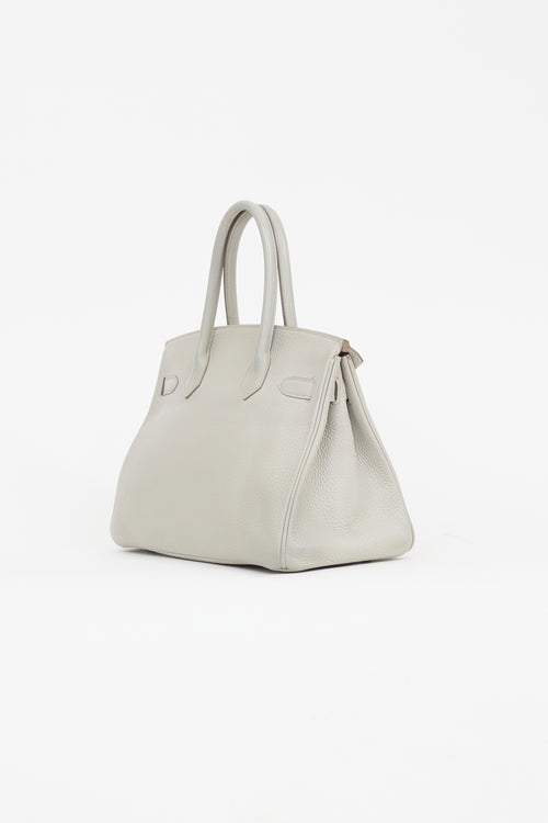 Hermès 2013 Pearl Grey Clemence Leather & Silver Birkin 30 Bag