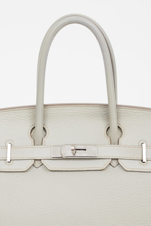Hermès 2013 Pearl Grey Clemence Leather & Silver Birkin 30 Bag