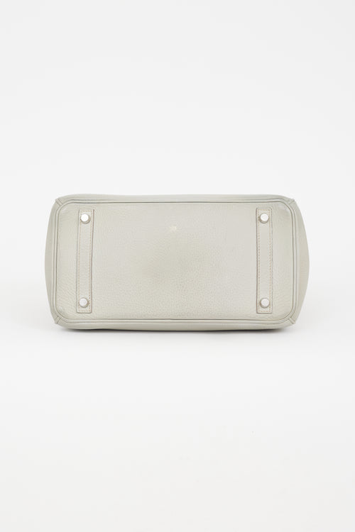 Hermès 2013 Pearl Grey Clemence Leather & Silver Birkin 30 Bag