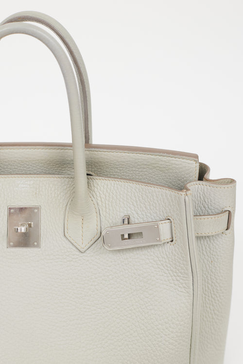 Hermès 2013 Pearl Grey Clemence Leather & Silver Birkin 30 Bag