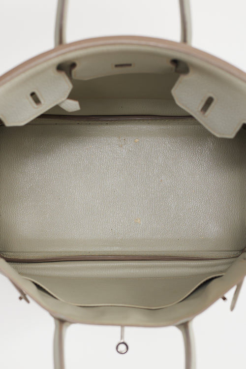 Hermès 2013 Pearl Grey Clemence Leather & Silver Birkin 30 Bag