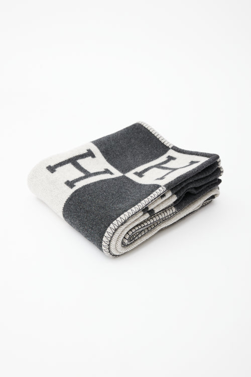 Hermès Grey Cashmere & Merino Wool Avalon Throw Blanket