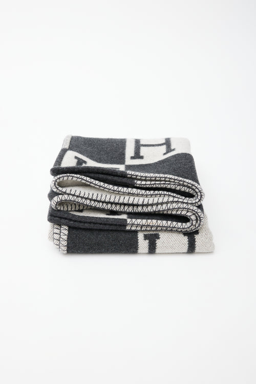 Hermès Grey Cashmere & Merino Wool Avalon Throw Blanket
