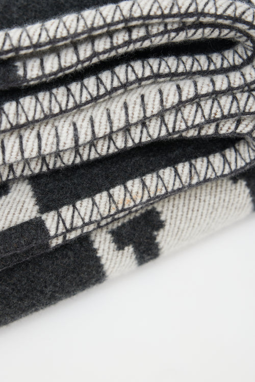 Hermès Grey Cashmere & Merino Wool Avalon Throw Blanket