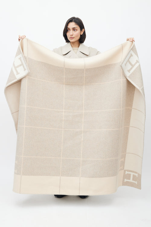 Hermès Grey & Cream Avalon III Throw Blanket