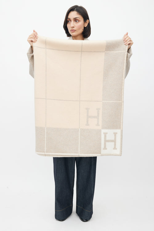 Hermès Grey & Cream Avalon III Throw Blanket