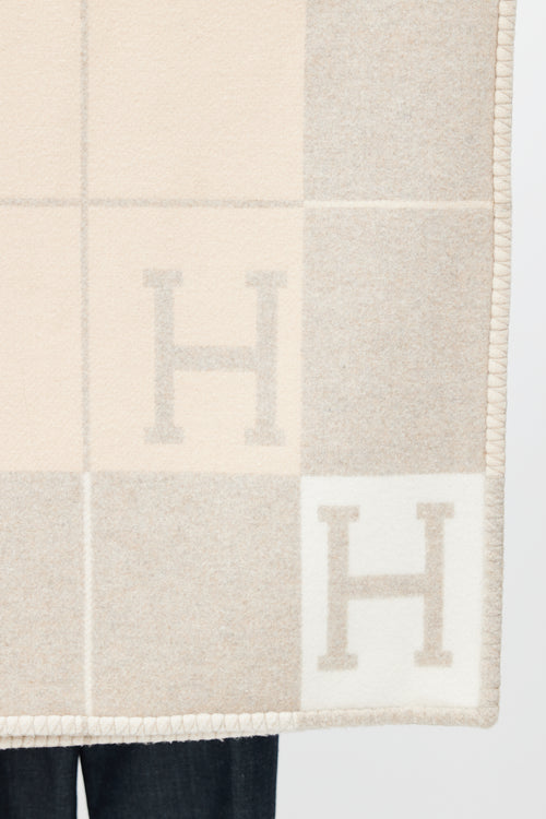 Hermès Grey & Cream Avalon III Throw Blanket