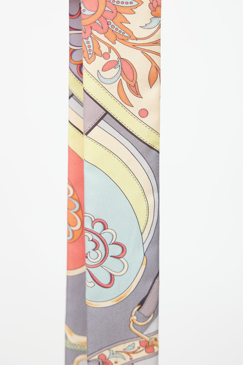 Hermès Grey & Multi Silk Festival des Amazones Print Twilly Scarf
