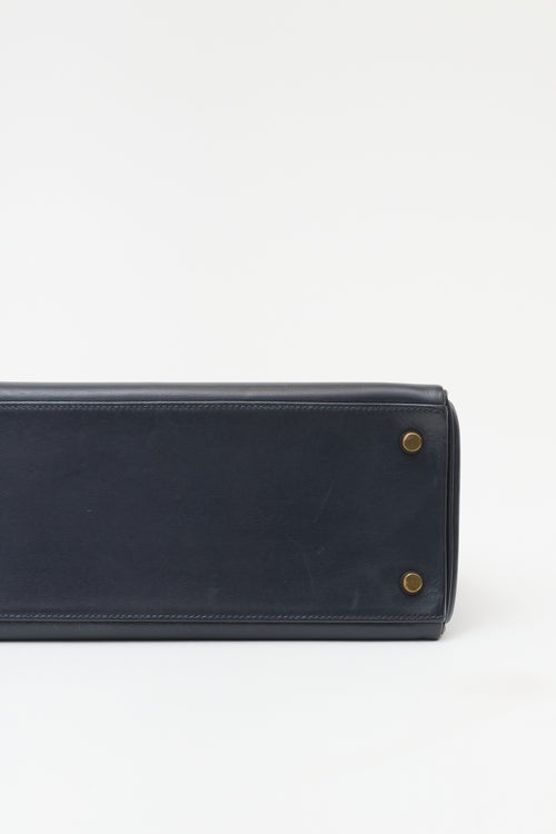 Hermès Vintage Indigo Box Kelly Retourne 28 Bag