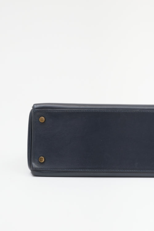 Hermès Vintage Indigo Box Kelly Retourne 28 Bag