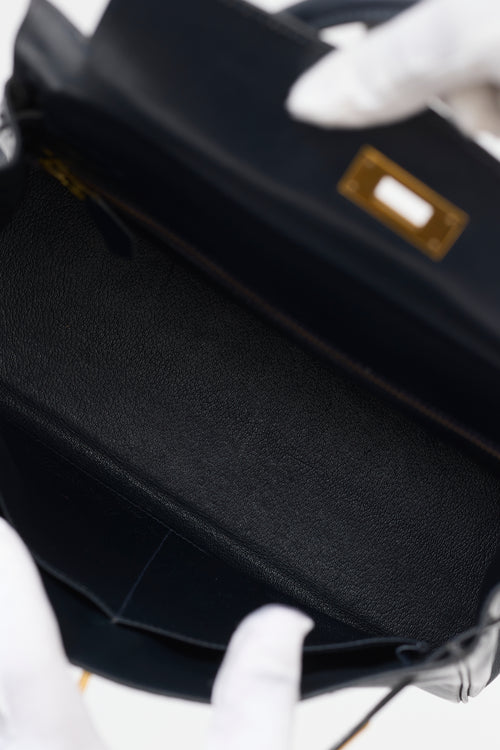 Hermès Vintage Indigo Box Kelly Retourne 28 Bag