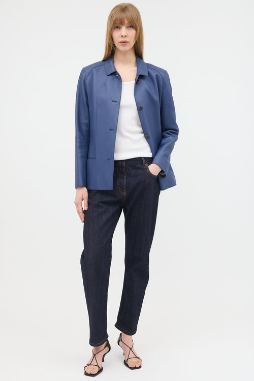 Hermès Leather Button Up Jacket