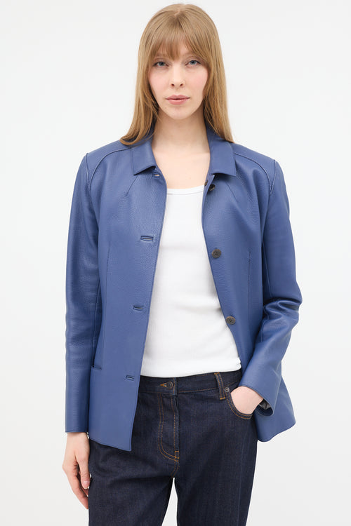 Hermès Leather Button Up Jacket
