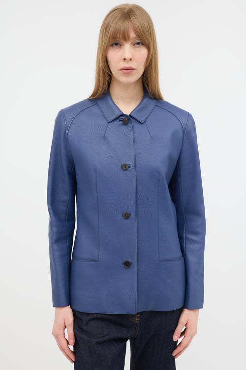 Hermès Leather Button Up Jacket