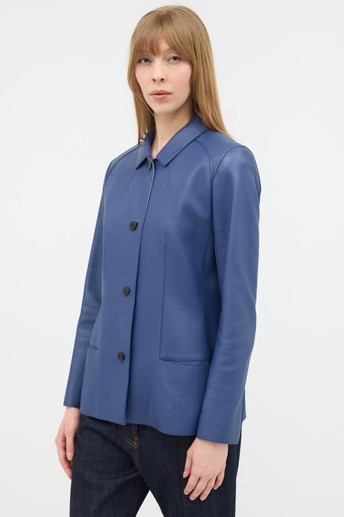 Hermès Leather Button Up Jacket