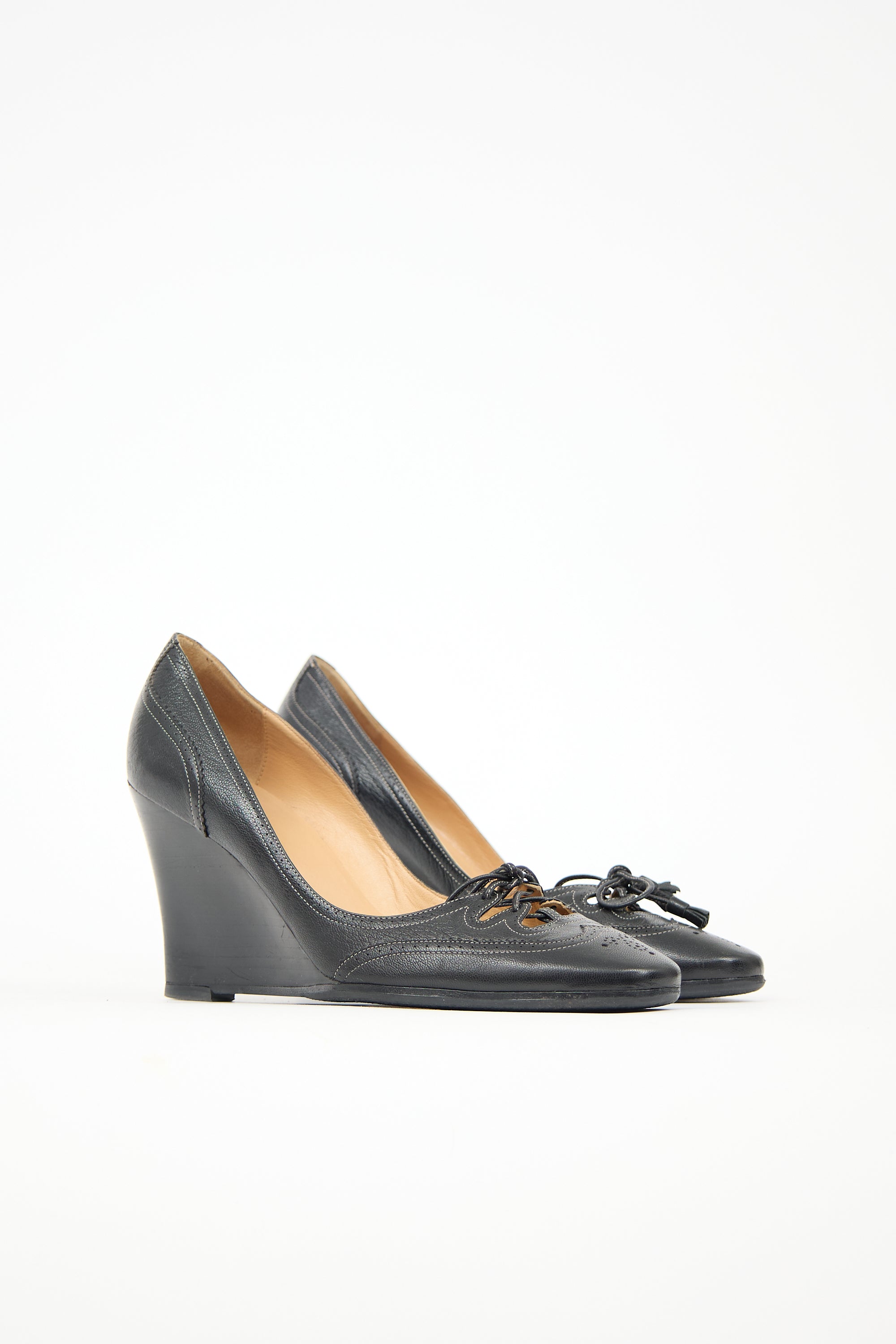 Hermès Leather Wedge Heel