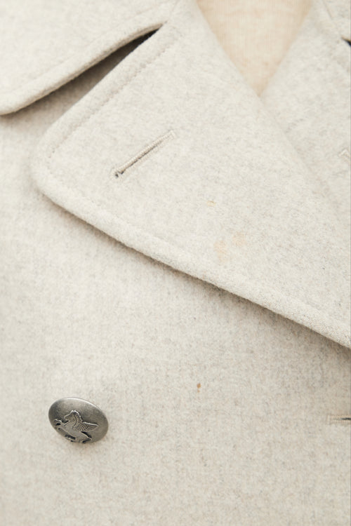 Hermès Light Grey Cashmere Double Breasted Coat
