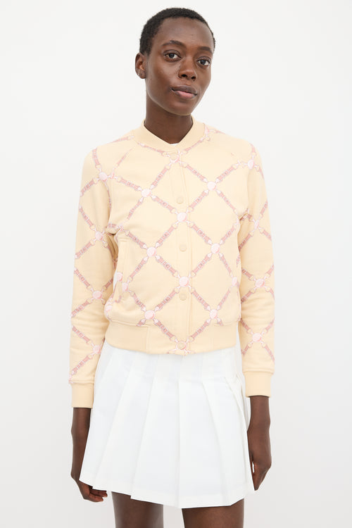Hermès Light Yellow & Pink Cotton Grand Tralala Printed Bomber Jacket