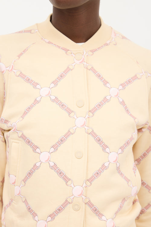 Hermès Light Yellow & Pink Cotton Grand Tralala Printed Bomber Jacket
