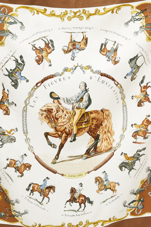 Hermès Multi Silk Les Figures D'Equitation 90 Scarf
