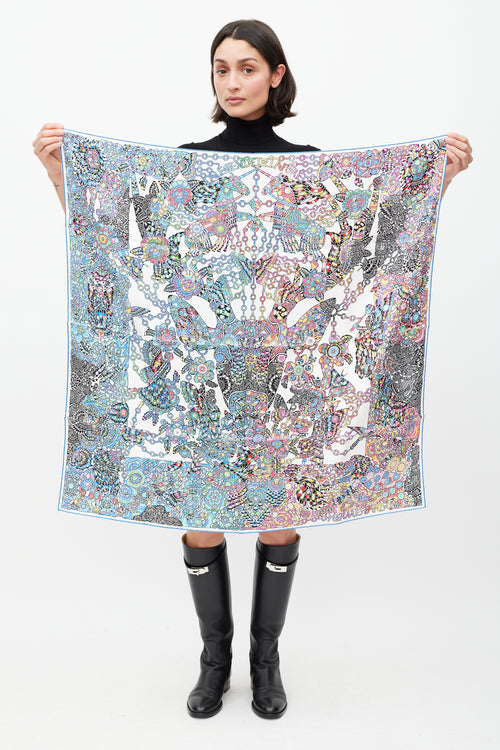 Hermès White & Multicolour La Legende de la Foret 90 Scarf